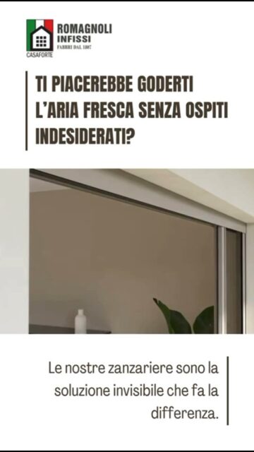 🏡 🦟 𝐏𝐫𝐨𝐭𝐞𝐠𝐠𝐢 𝐥𝐚 𝐭𝐮𝐚 𝐜𝐚𝐬𝐚 𝐜𝐨𝐧 𝐥𝐚 𝐳𝐚𝐧𝐳𝐚𝐫𝐢𝐞𝐫𝐚 𝐠𝐢𝐮𝐬𝐭𝐚 𝐩𝐞𝐫 𝐨𝐠𝐧𝐢 𝐞𝐬𝐢𝐠𝐞𝐧𝐳𝐚!
Che tu viva in una zona ventosa o voglia una chiusura perfetta senza spifferi, abbiamo la soluzione su misura per te:
♦️ 𝐙𝐚𝐧𝐳𝐚𝐫𝐢𝐞𝐫𝐞 𝐚 𝐛𝐨𝐭𝐭𝐨𝐧𝐞 – ideali per garantire stabilità anche in presenza di vento.
♦️ 𝐙𝐚𝐧𝐳𝐚𝐫𝐢𝐞𝐫𝐞 𝐚 𝐬𝐩𝐚𝐳𝐳𝐨𝐥𝐢𝐧𝐨 – perfette per un’aderenza totale e una barriera efficace contro ogni tipo di insetto.
Comfort, durata e qualità in ogni dettaglio. ✅
Installazione su misura per finestre, porte e balconi. ✅
🌿 𝐺𝑜𝑑𝑖𝑡𝑖 𝑙’𝑎𝑟𝑖𝑎 𝑓𝑟𝑒𝑠𝑐𝑎 𝑑𝑒𝑙𝑙𝑎 𝑠𝑒𝑟𝑎 𝑠𝑒𝑛𝑧𝑎 𝑝𝑟𝑒𝑜𝑐𝑐𝑢𝑝𝑎𝑟𝑡𝑖 𝑑𝑖 𝑧𝑎𝑛𝑧𝑎𝑟𝑒 𝑒 𝑖𝑛𝑠𝑒𝑡𝑡𝑖: 𝑐𝑜𝑛 𝑙𝑒 𝑛𝑜𝑠𝑡𝑟𝑒 𝑧𝑎𝑛𝑧𝑎𝑟𝑖𝑒𝑟𝑒, 𝑙𝑎 𝑡𝑢𝑎 𝑐𝑎𝑠𝑎 𝑟𝑖𝑚𝑎𝑛𝑒 𝑢𝑛’𝑜𝑎𝑠𝑖 𝑑𝑖 𝑐𝑜𝑚𝑓𝑜𝑟𝑡 𝑒 𝑡𝑟𝑎𝑛𝑞𝑢𝑖𝑙𝑙𝑖𝑡𝑎̀
📞 Contattaci per un preventivo gratuito!!
_______________
📍 Largo Giubelli, 3 – Grosseto
📱 347 7941092 | ☎️ 0564 417094
📧 info@casafortesrl.it
🌐 www.casafortesrl.it
#Casafortesrl #RomagnoliInfissi #InfissiENonSolo #Zanzariere #EstateProtetta #Comfort #Casa #NienteZanzare