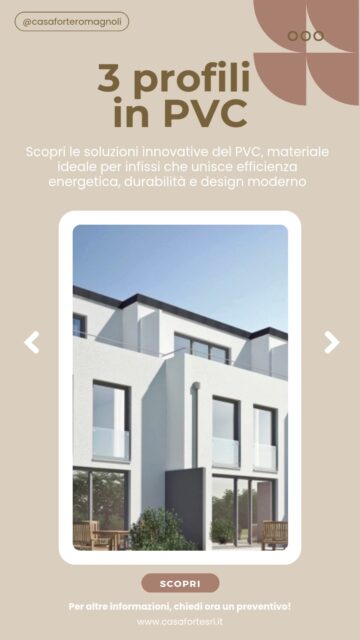 🔹 Scopri i profili in PVC che cambiano il volto della tua casa! 🔹
Da Casaforte Srl proponiamo soluzioni in PVC pensate per chi cerca qualità, design e efficienza energetica.
✅ Isolamento termico e acustico d’eccellenza: i nostri profili in PVC aiutano a contenere i consumi e il rumore esterno.
✅ Manutenzione ridotta: niente vernici, niente trattamenti costanti—solo pulizia semplice e tranquillità.
✅ Design personalizzabile: colori, finiture effetto legno, profili su misura per ogni stile di abitazione.
💡 Da oggi puoi dare un nuovo volto alle tue finestre e porte-finestre: maggiore comfort, efficienza, e un look che dura nel tempo.
👉 Vuoi saperne di più? Contattaci per un preventivo gratuito o per una visita in showroom: ti guideremo verso la scelta perfetta per la tua abitazione e il tuo budget.
______________________________
📍 Show Room: Largo Giubelli, 3 - GROSSETO
📞 Contatti: 347 7941092 - 0564 417094 - info@casafortesrl.it - www.casafortesrl.it
🛠️ #Casaforte #InfissiPVC #ProfiloPVC #EfficienzaEnergetica #ComfortCasa #DesignCasa #Ristrutturazioni